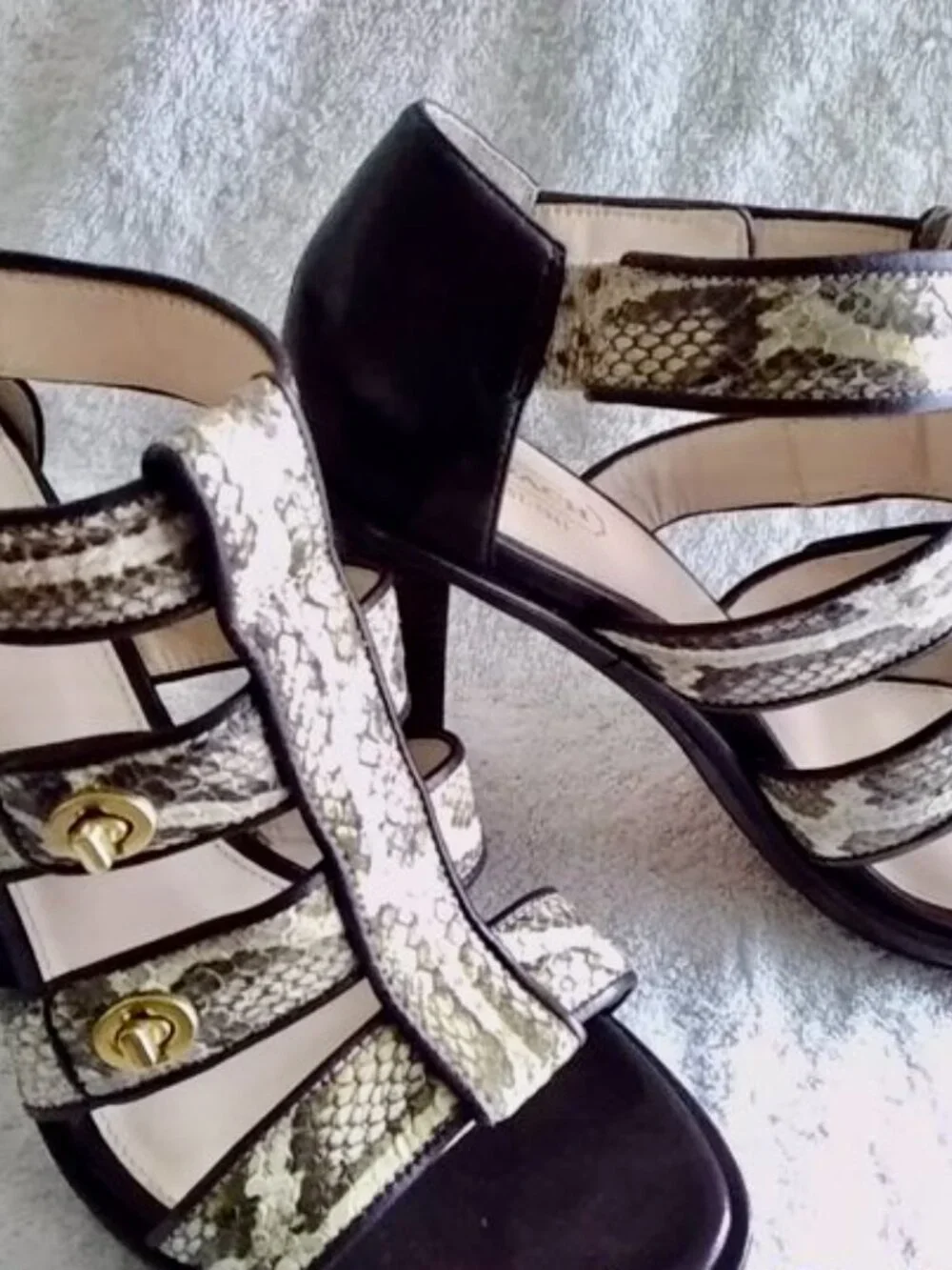 COACH~SNAKESKIN~GOLD TURNLOCK *TAMARAH* 4